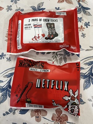 Netflix Stranger Things NEW 4 Pair CREW SOCKS Men Size 8-12 Mad Engine