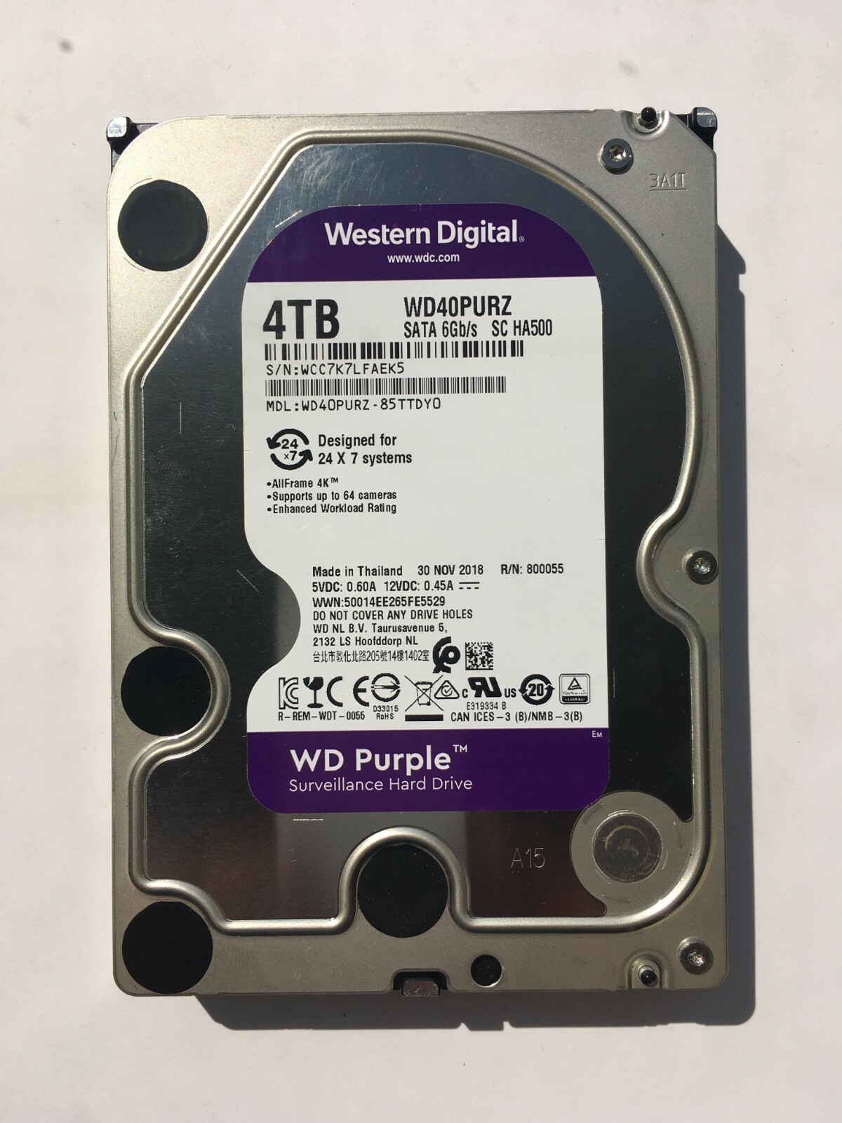 жесткий диск wd purple wd40purz 4тб
