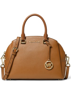 MICHAEL KORS Женская коричневая сумка-сэтчел Maxine Feet Logo с ремешком с подвеской