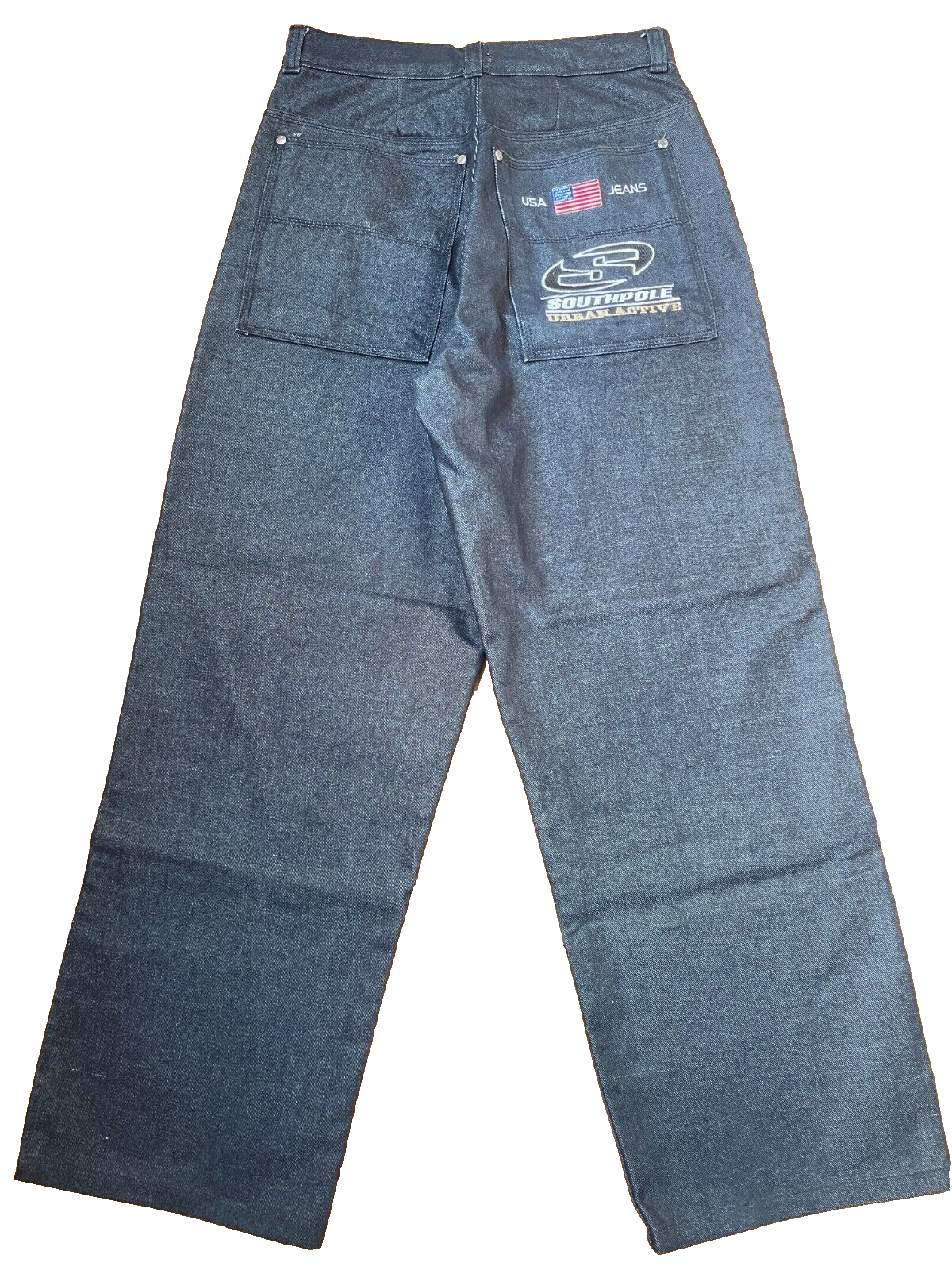 Southpole jeans, shiny black silver vintage baggy, 90s hip