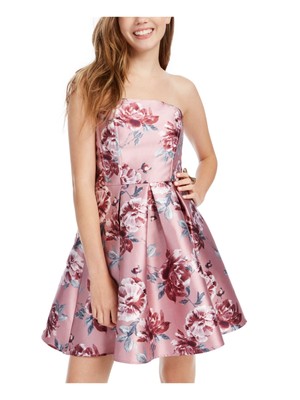 БЕЗМОЛВНОЕ женское розовое платье с цветочным рисунком без бретелек короткого кроя + расклешенное платье-клеш 11