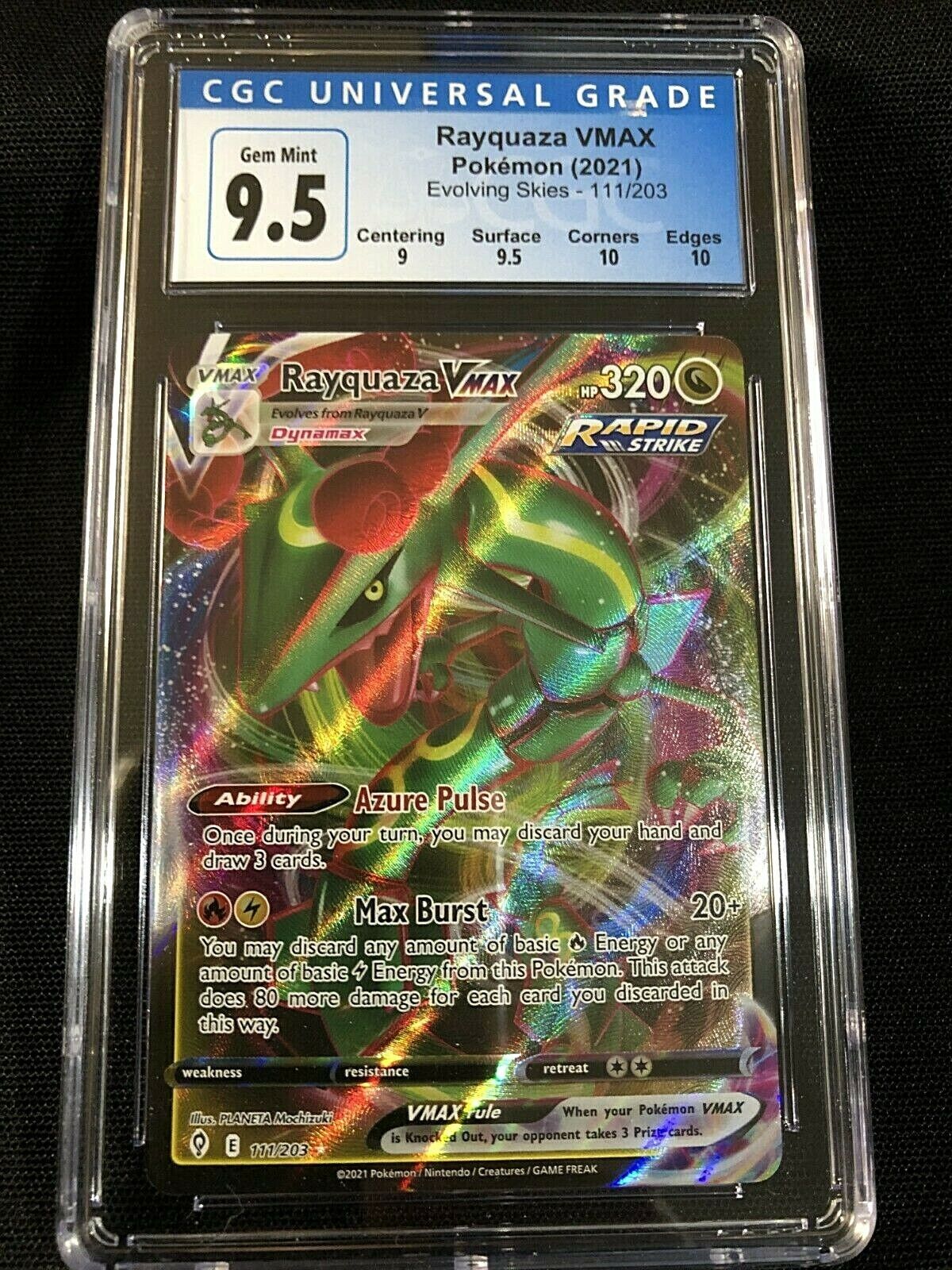 Rayquaza VMAX 111/203 Pokémon Evolving Skies CGC 9.5 Rayquaza VMAX 111/203 Pokémon Evolving Skies CGC 9.5