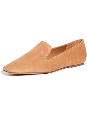 ВИНС. Женские бежевые кожаные мокасины Clark с квадратным носком на подкладке, без застежки, 6 М