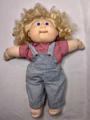 Vintage Cabbage Patch Doll Corn Silk Blonde Hair Girl Blue Eyes Original Outfit
