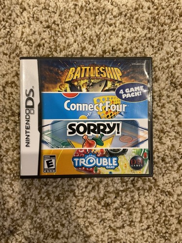Nintendo DS 4 Game Pack Battleship Connect Four Sorry Trouble