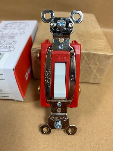 Pass Seymour P&S PS20AC3WSL 3 Way Lighted Switch - 20A Red White Hard Use