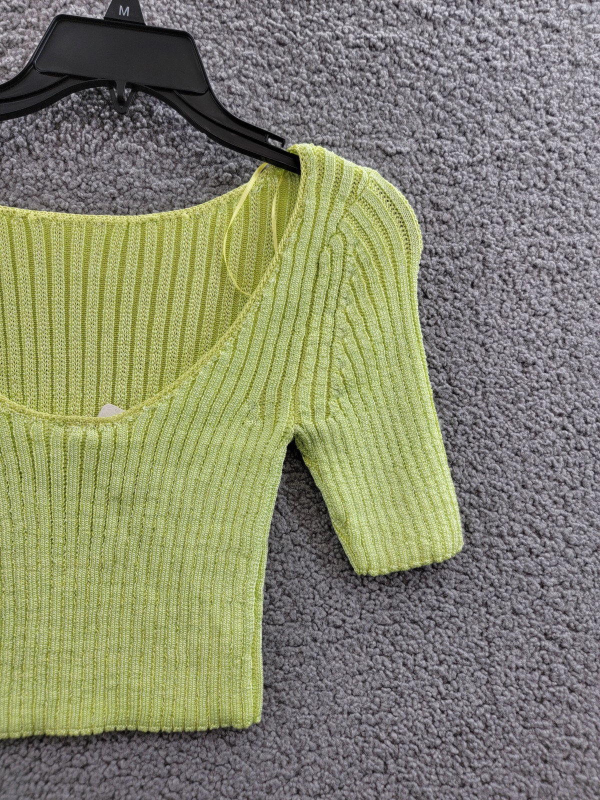 Free People San Lucas Pullover Crop Top Women's XS Sunny Lime Scoop Neckline - Picture 14 of 16