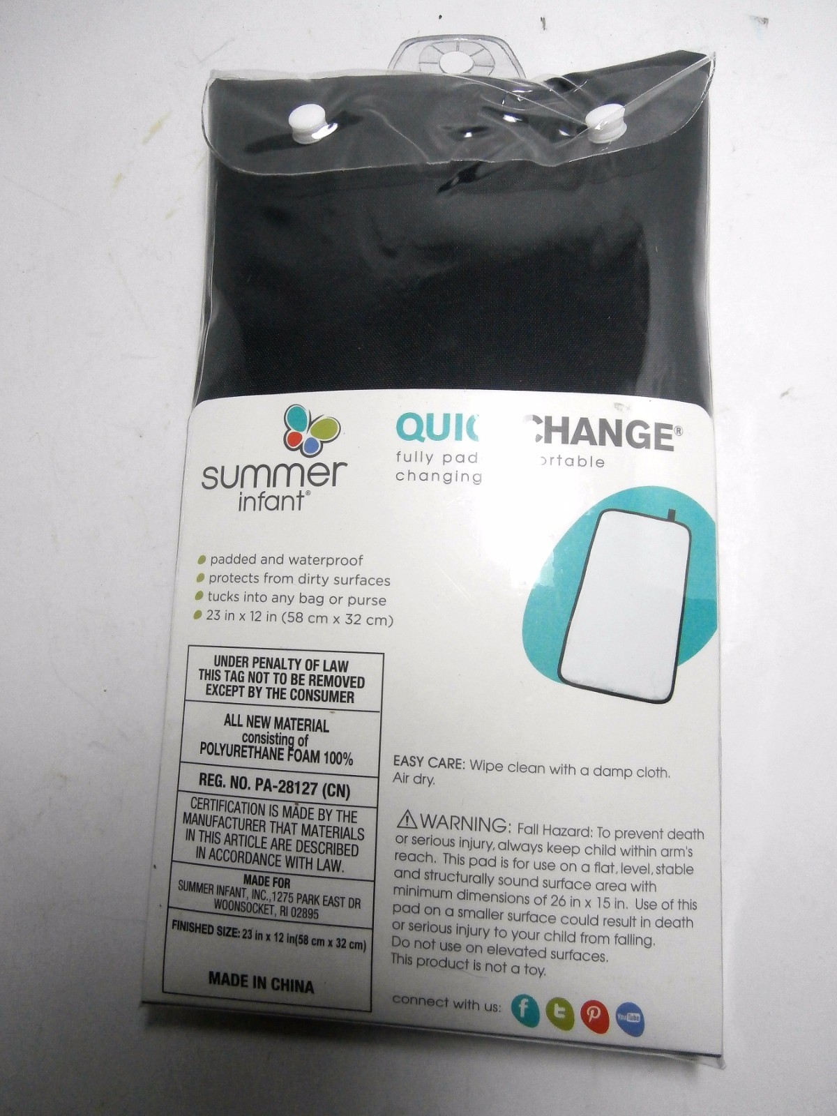 Summer Infant Quickchange Portable Changing Pad, Black/White Padded NEW in Pkg