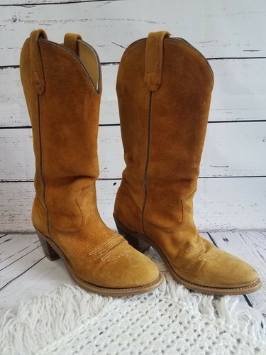 Vintage Suede Camel Cowboy Boots 7.5