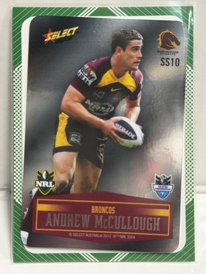 2012 Rugby League Select Andrew McCullough Broncos SS10 NRL Card - Sticker
