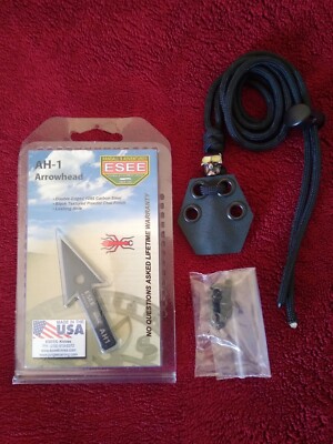 ESEE AH-1 ''CUSTOM'' BLACK SURVIVAL ARROWHEAD W/BLK  KYDEX SHEATH , VERY NICE !