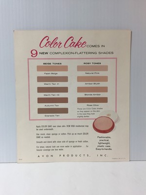 Vintage Avon Color Cake Makeup Advertising Brochure Color Chart ''Collectible''