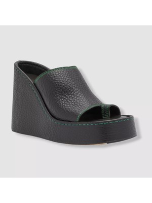 MISTA Женские черные босоножки на платформе 1-1/2, зеленые контрастные тайские босоножки на танкетке, обувь 41