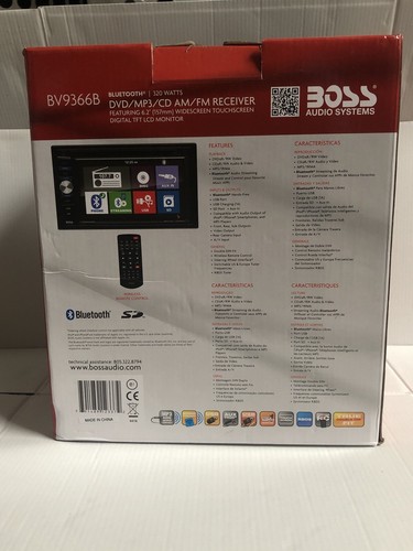 BOSS Audio Systems BV9366B 6.2' Double-DIN In-Dash Touchscreen DVD Receiver