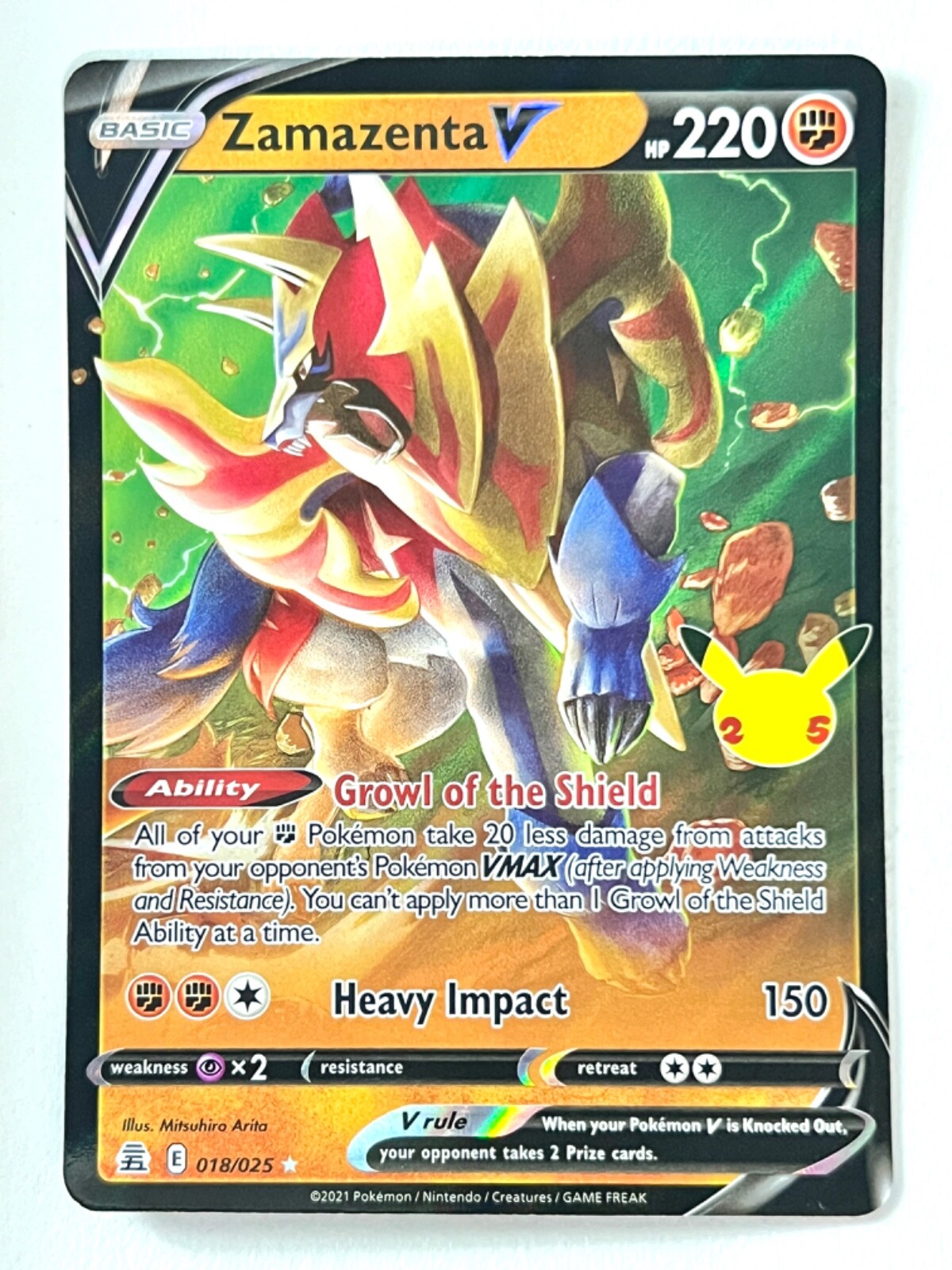 Zamazenta V 018/025 Ultra Rare Celebrations 25th Anniversary 