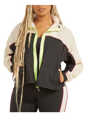 

GUESS Женская черная ветровка с капюшоном и шнурком для активного отдыха, Черный, O1YA34WO061