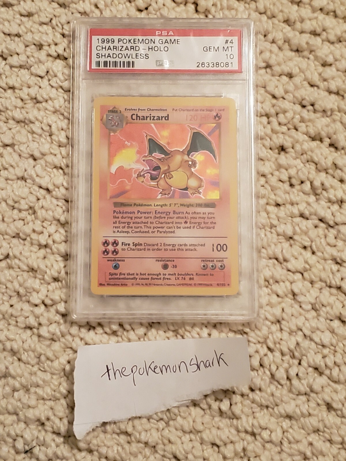 Pokemon PSA 10 SHADOWLESS CHARIZARD 4/102 - BASE SET - GEM