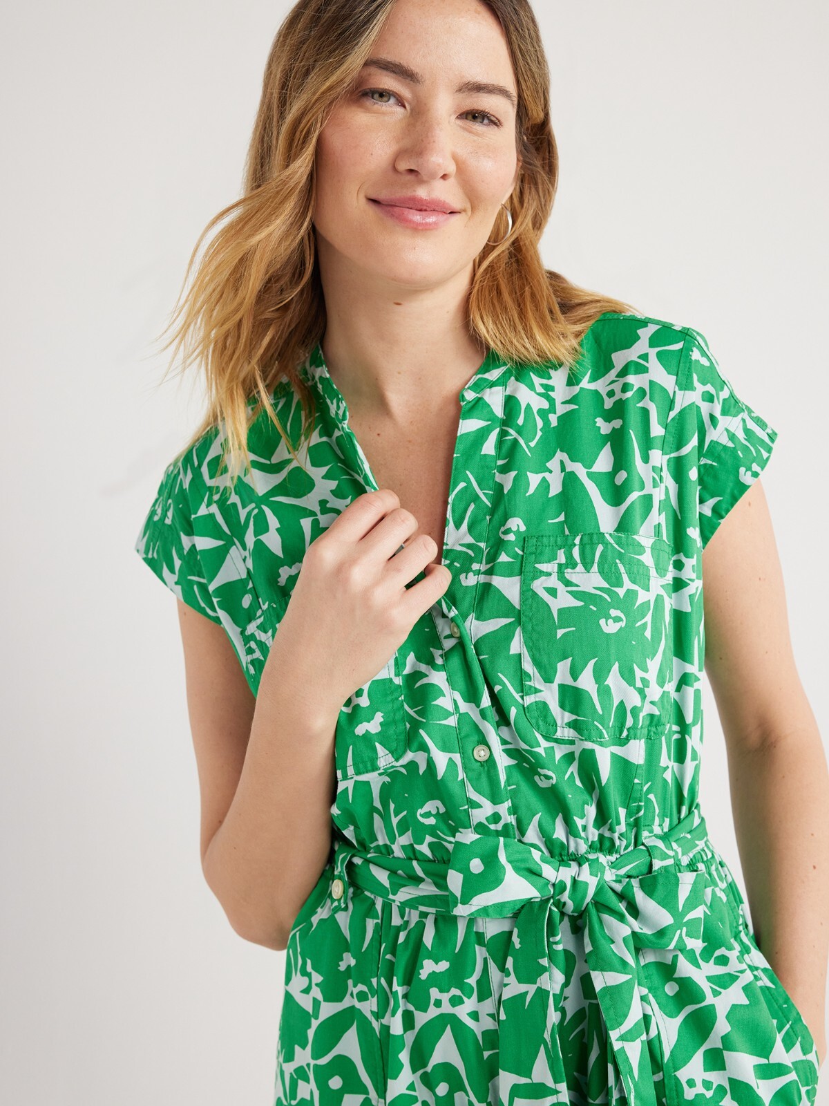 [JILLSTUART]★25SS★Belted Cotton Mix Short Sleeve Dress Free Assembly Women's Belted Utility Dress with Short