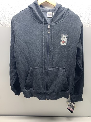 Disney Mickey Mouse Hooded Zip Up Jacket Juniors Large Grey