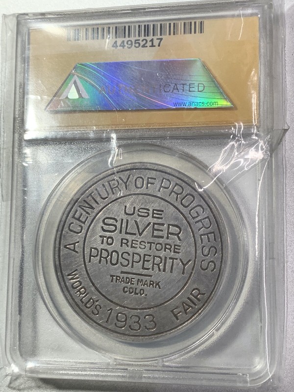 Century of Progress 1933, Colorado, HK-869 1 oz .999 Fine Silver
