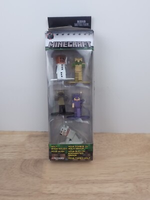 MINECRAFT Nano Metalfigs Diecast Figures Set of 5 Husky Zombie Alex Wolf