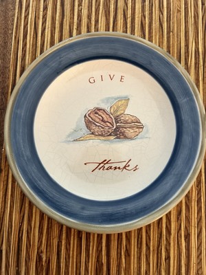 Russ Plate Autumn Settings  Give Thanks  Metal Stand Handpainted