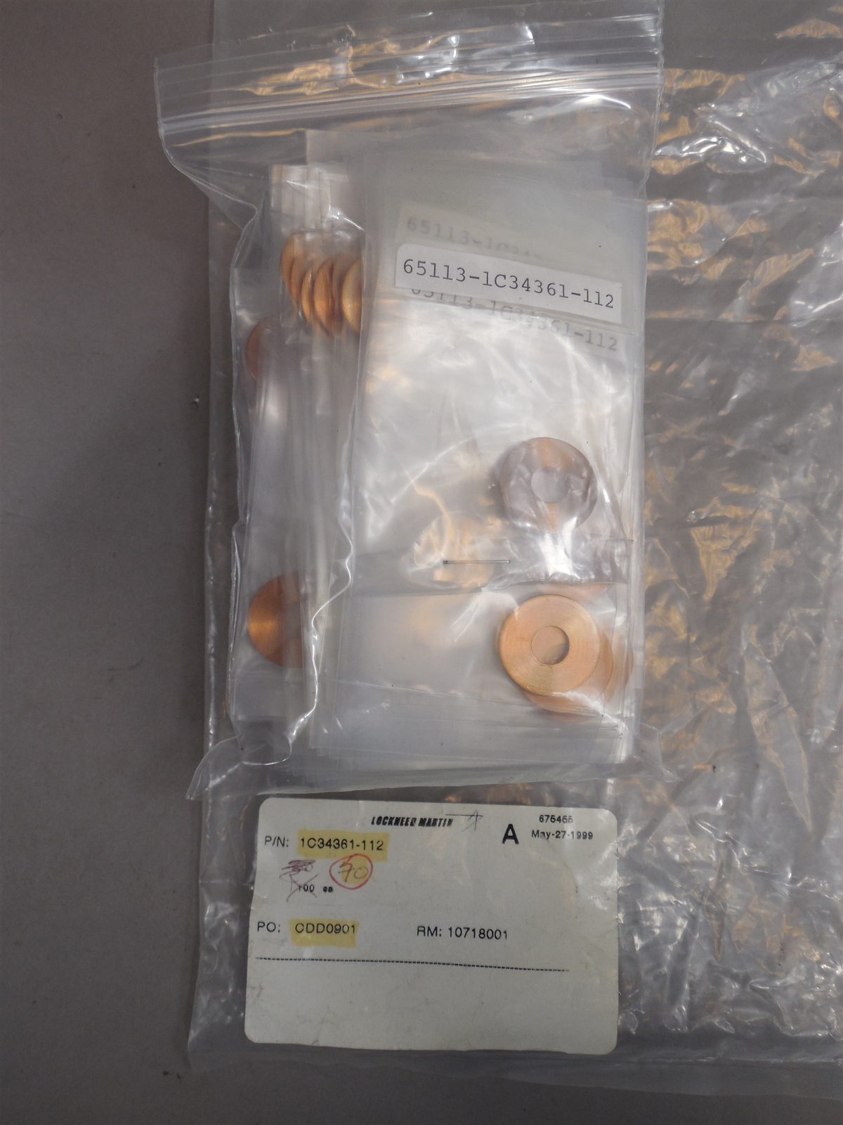 70pcs Copper Shims (Washers) 1C34361-112 ID 0.28 70pcs Copper Shims (Washers) 1C34361-112 ID 0.28