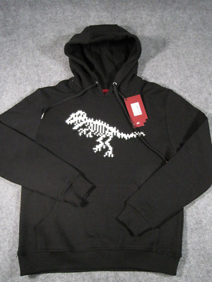 Mostly Heard Rarely Seen 8-Bit Dinosaur Hoodie Adult Medium T-Rex Skeleton Mens