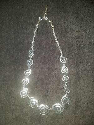  Premier Designs Hammered Silver Plated BOHO Swirl Statement Necklace    $46