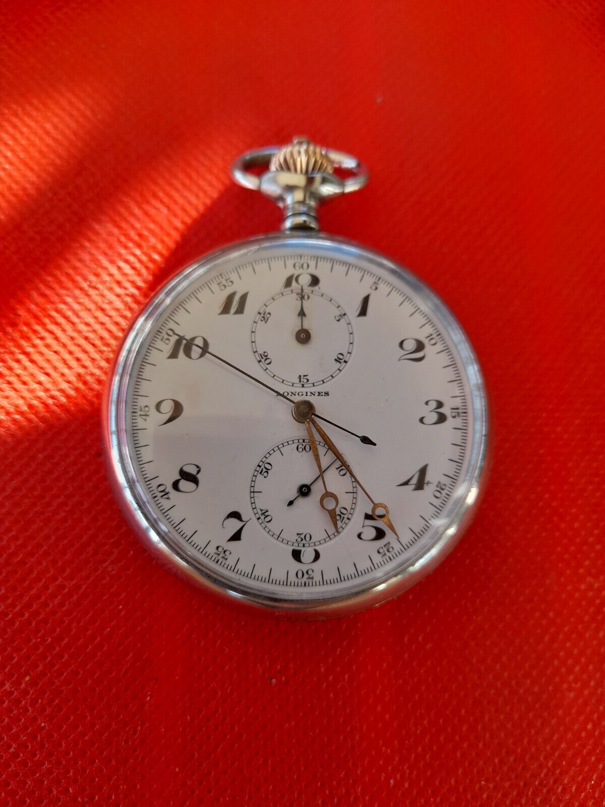 Rare 1920s LONGINES 19.73N Hi-Grade Chronograph Pocket Watch Rare 1920s LONGINES 19.73N Hi-Grade Chronograph Pocket Watch