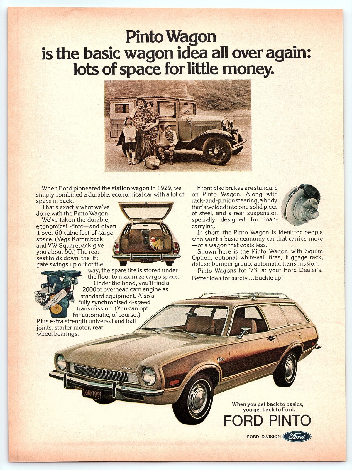 1973 FORD Pinto Station Wagon Luggage Rack Garage Art Décor 70's