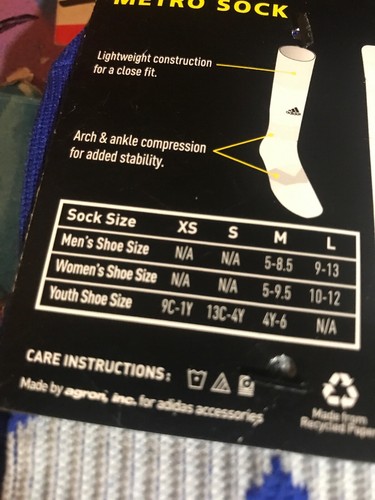 Xs Kids Adidas Soccer Socks Metro Sock Blue Arch And Ankle Compression