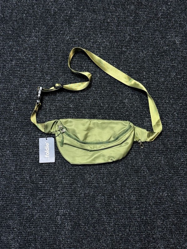 the foldie Green Nylon RFID Safe Belt Bag Fanny Pack Travel Utility Minimalist