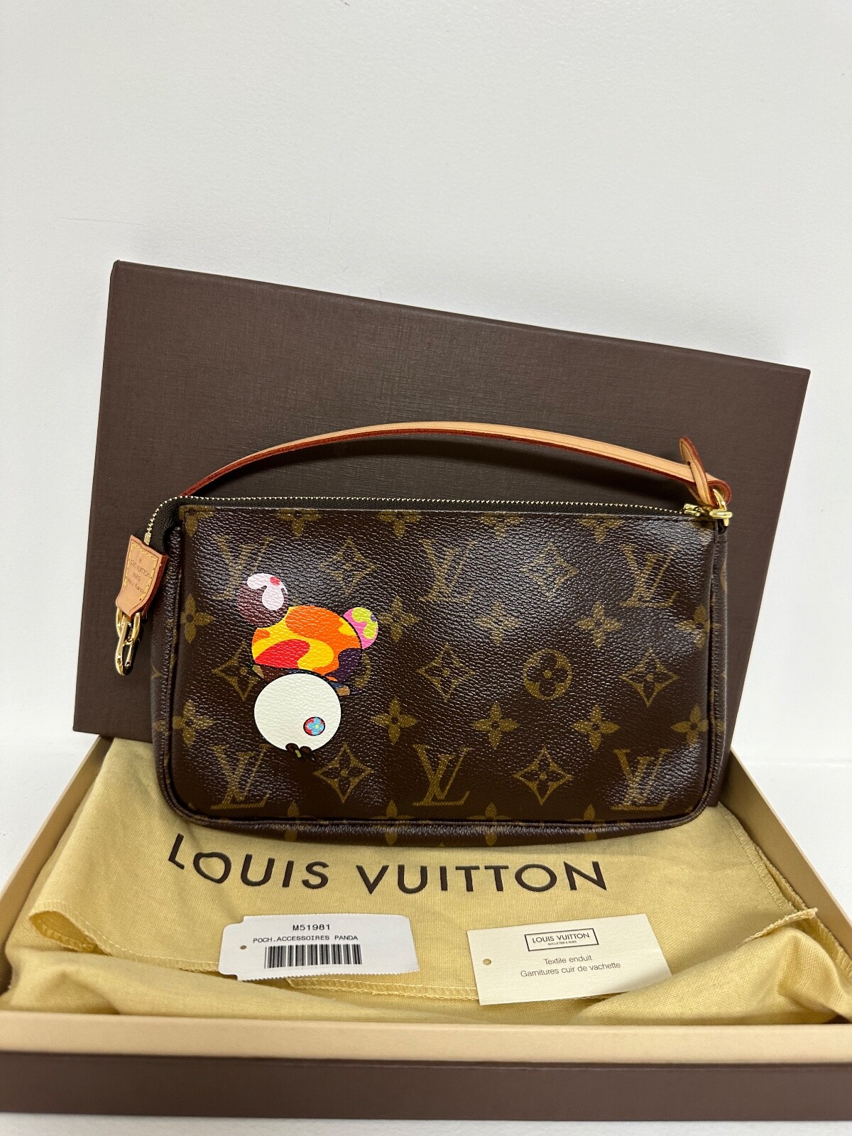 New Louis Vuitton Monogram Panda Takashi Murakami Pochette Accessories Bag  | eBay