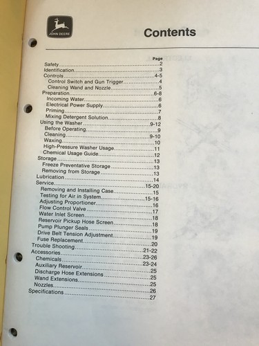 John Deere A22 A25 A40 High Pressure Washers Operators Manual OMTY3851