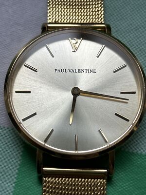 Paul Valentine Gold Tone Mesh Band Watch