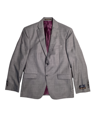 Pre-owned Tasso Elba Mens Regular Fit 2 Piece Wool Suit 40r / 34w Grey Plaid Flat Pant In Gray