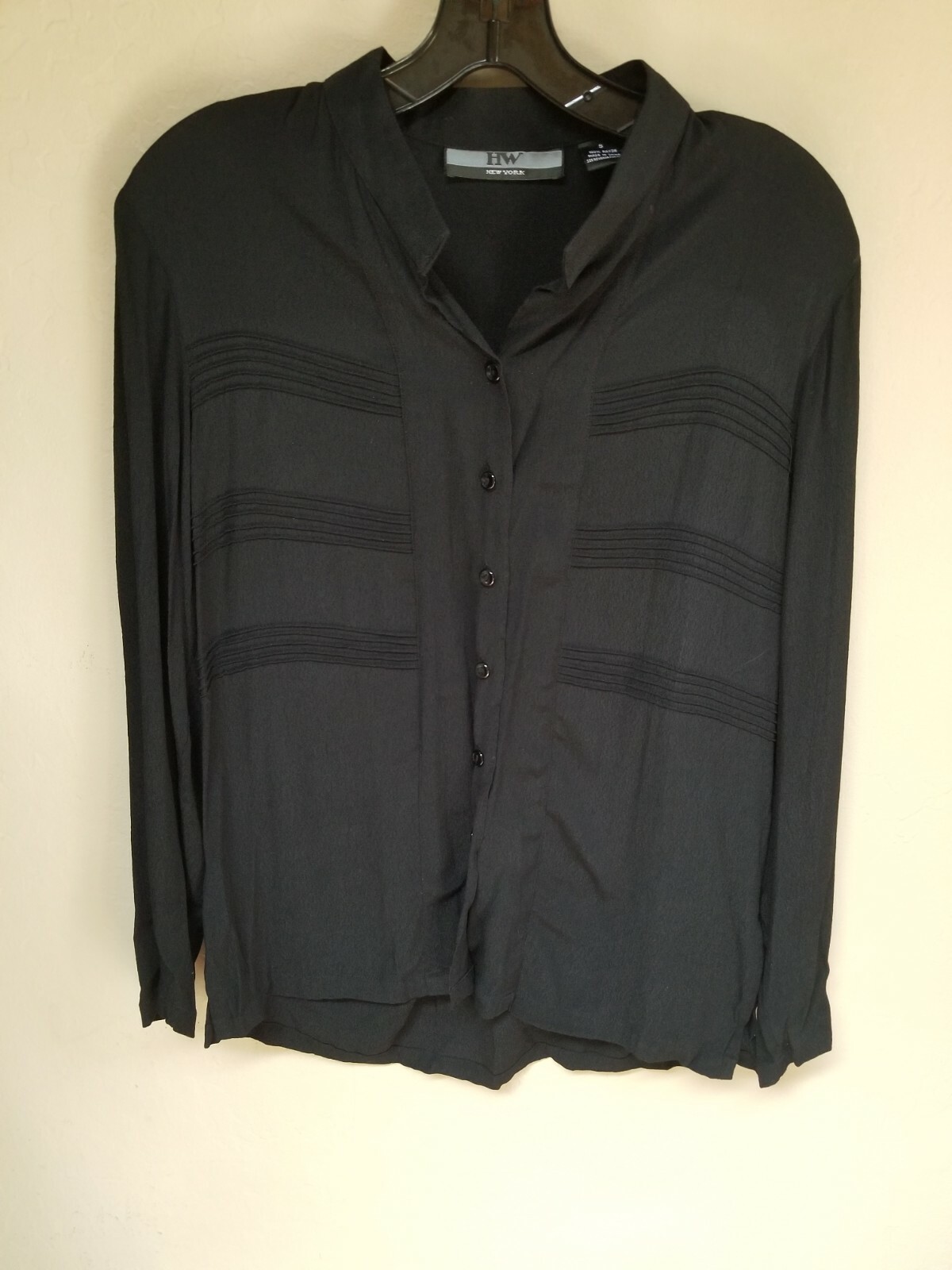 HW New York Womens Button Up Long Sleeve Shirt Blouse Top