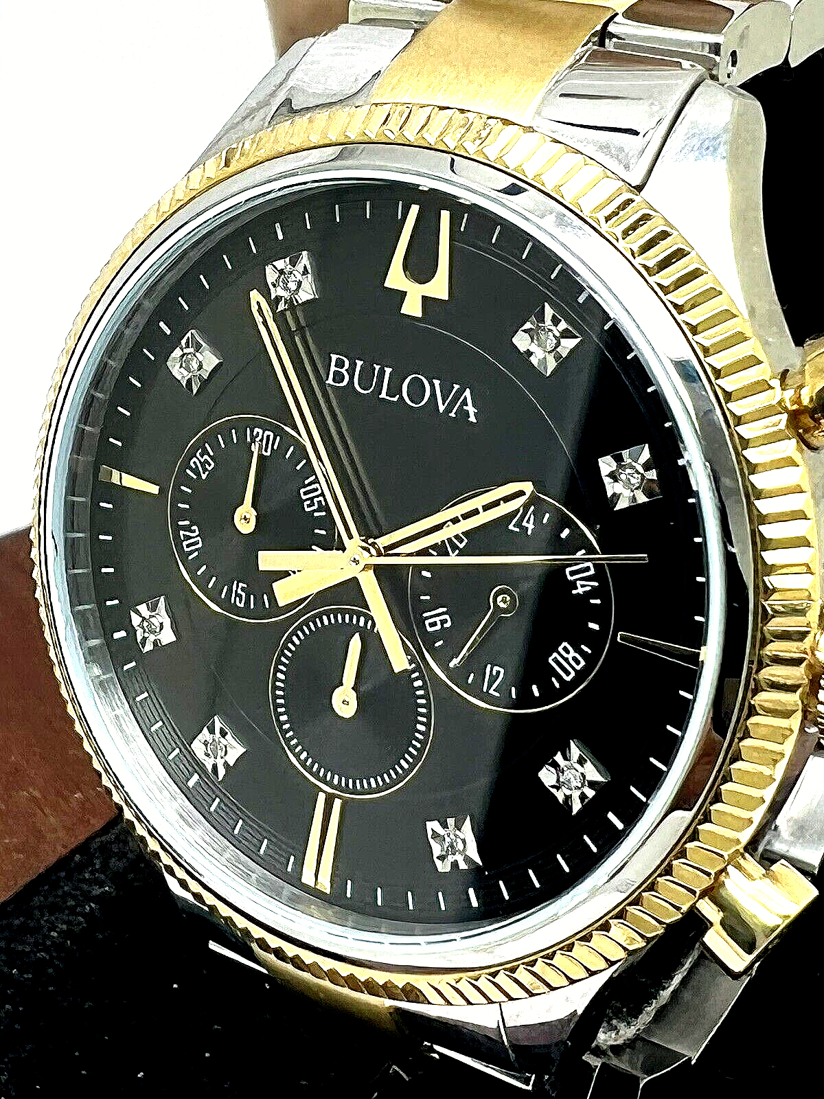 Bulova Men's Watch 98D172 Quartz Chronograph Diamond Black