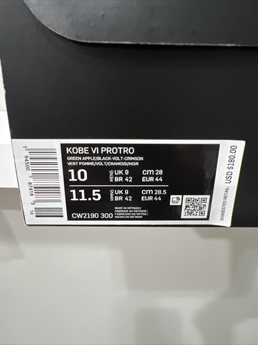 Pre-owned Kobe 6 Protro Grinch Deadstock 2020 - Size 10 - In Green