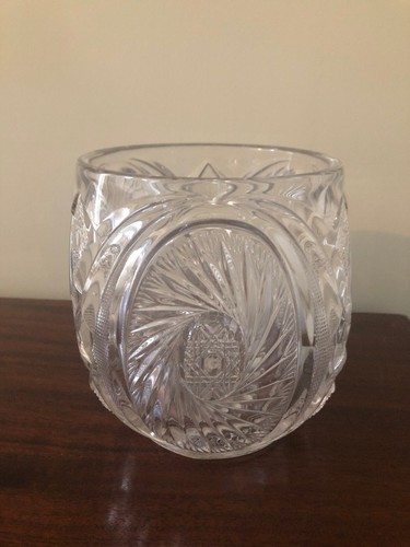 Amazing Antique Unique Rare Size 6.5 X 6 Cut Glass Oval Vase