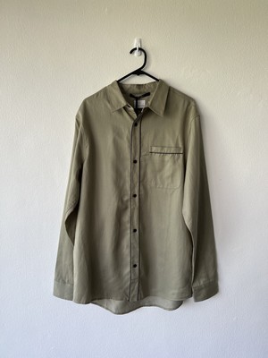 new Ksubi mens top medium m downtown long sleeve shirt faded khaki resort green