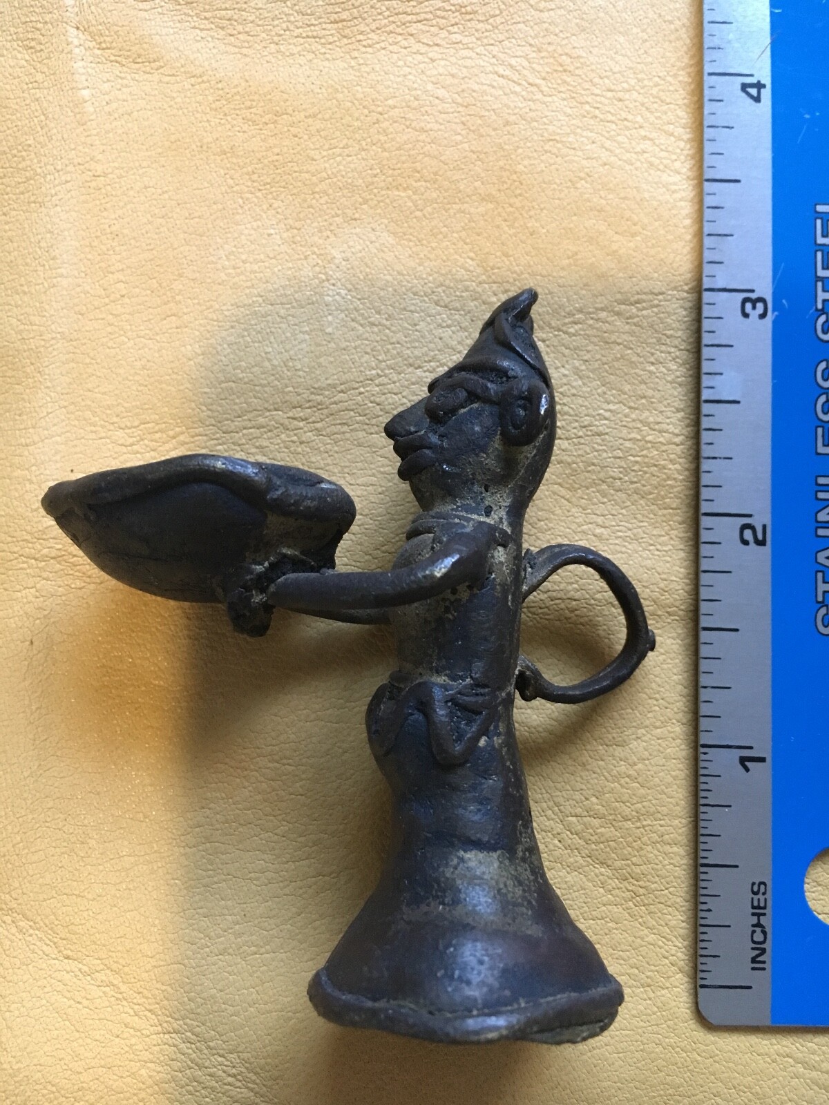 Antique Mayan Snuff Bowl Figurine Central America Artifact