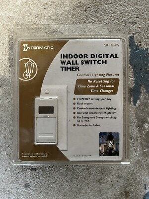 Intermatic Indoor Digital Wall Switch Timer Lighting Control 7 Settings EJ500C
