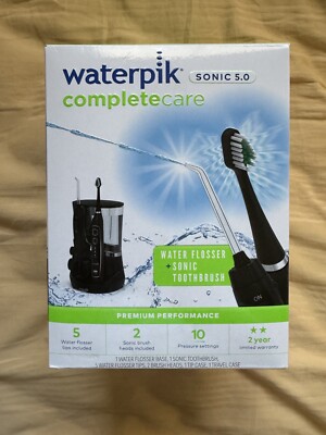 Waterpik Sonic 5.0 - Complete Care Water Flosser + Sonic Toothbrush (Black) NEW