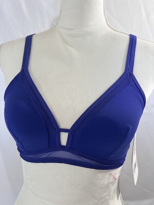 NWT LIVELY Women s Clamatis Blue Busty Mesh Trim Bralette Sz S  34