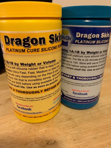 Platinium Cure Silicone Dragon Skin 10 Medium USED 90% Remains Each Container.