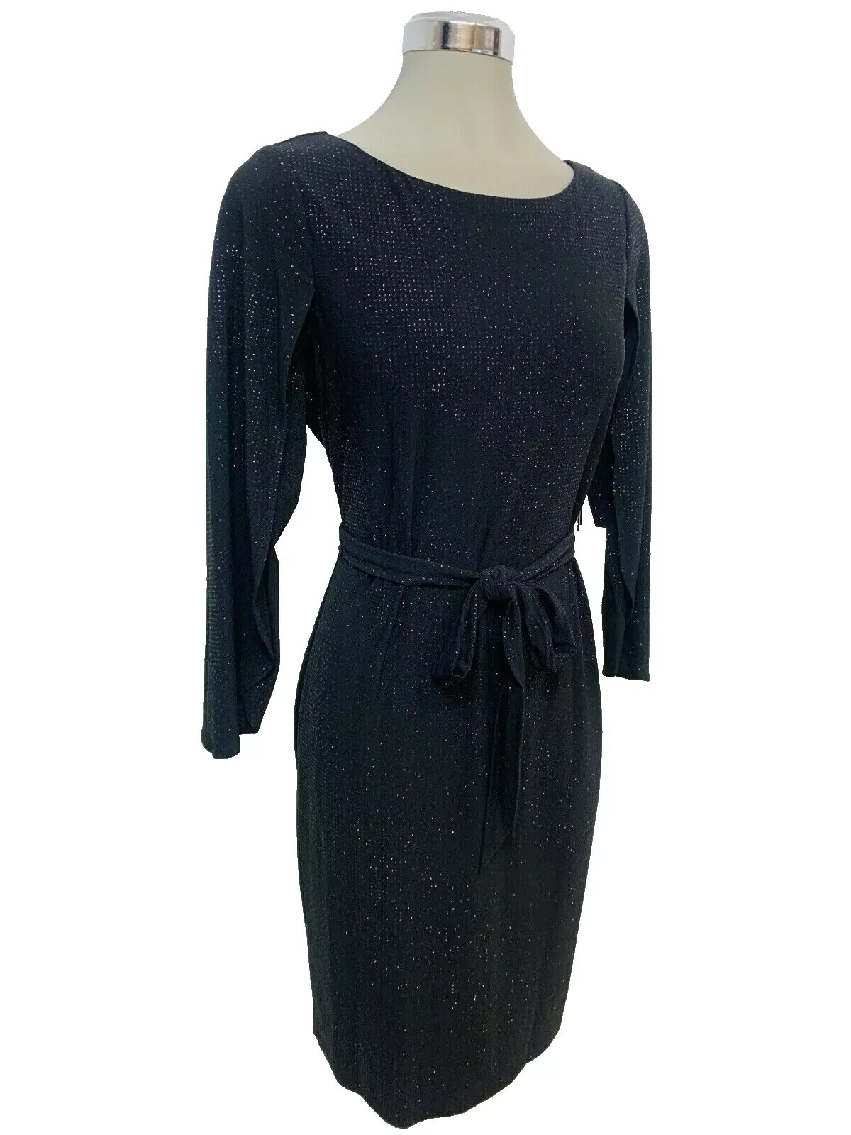 Новое платье-футляр для коктейльной вечеринки Calvin Klein ЧЕРНОГО/серебристого цвета с поясом EZ Fit siz 4