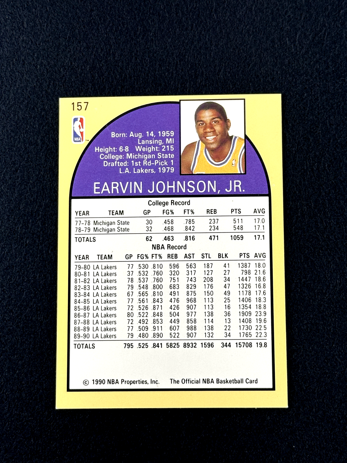 1990-91 NBA Hoops MAGIC JOHNSON MVP Most Valuable Player #157 Los Angeles Lakers