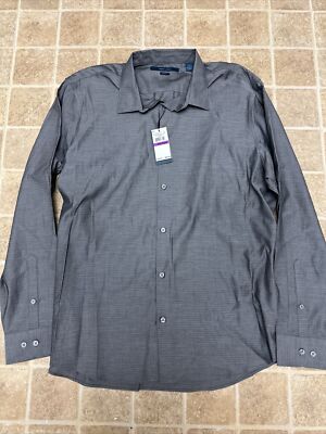 Perry Ellis Slim Fit Button Down Charcoal Grey Shirt New w Tags XXL $69.50 MSRP